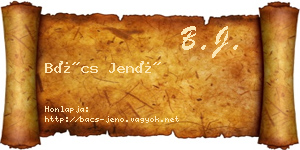 Bács Jenő névjegykártya
